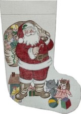 ROSALIE PETERS Hand-Painted CHRISTMAS STOCKING Santa Needlepoint Canvas CS47