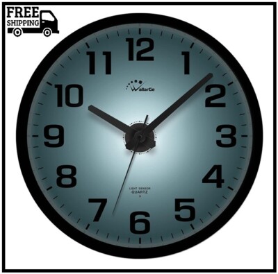 WallarGe Night Light Wall Clock for Bedroom - Silent Lighted up Wall Clock Glow 