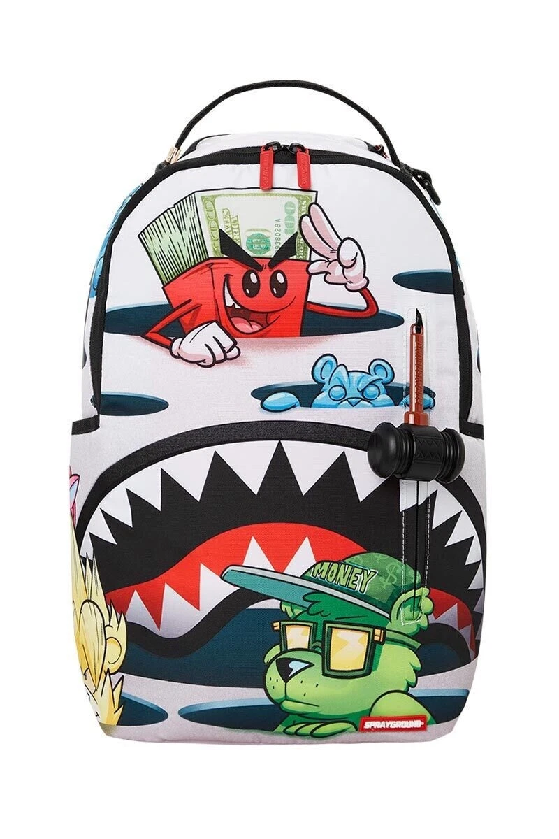 Sprayground White Shark Mouth Money Bear Books Bag School Laptop