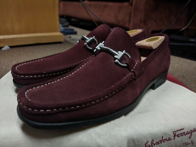 Salvatore Ferragamo Men\'s Burgundy Suede Bit Loafers Ferragamo Men main image 3