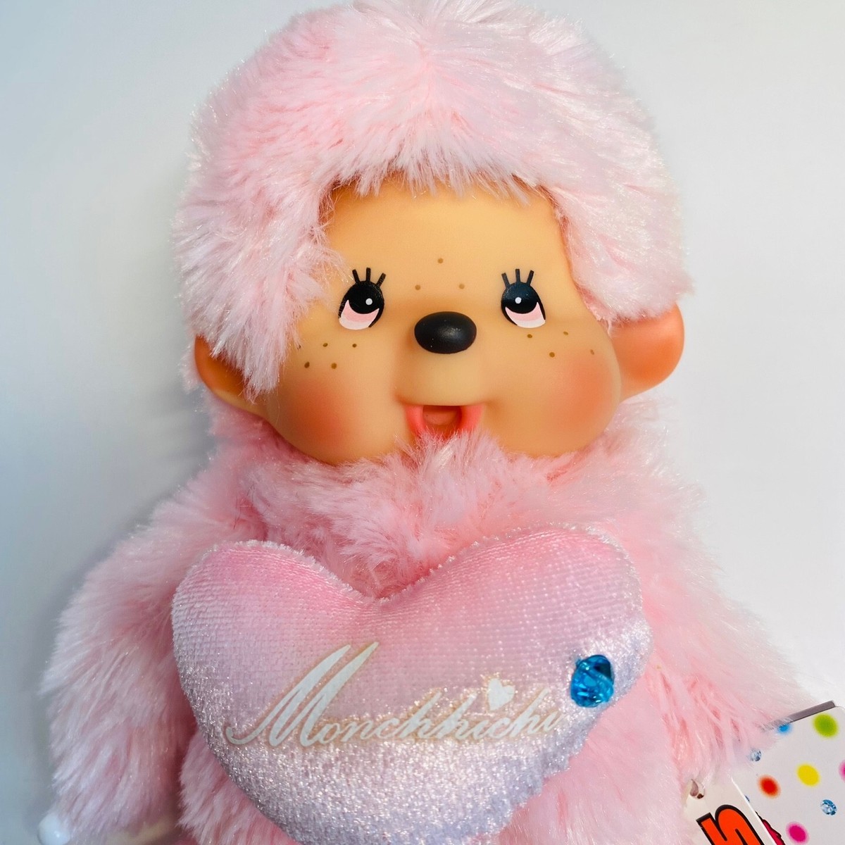 Monchhichi Love Edition Pink eyes S size Plush Monkey doll Thumb