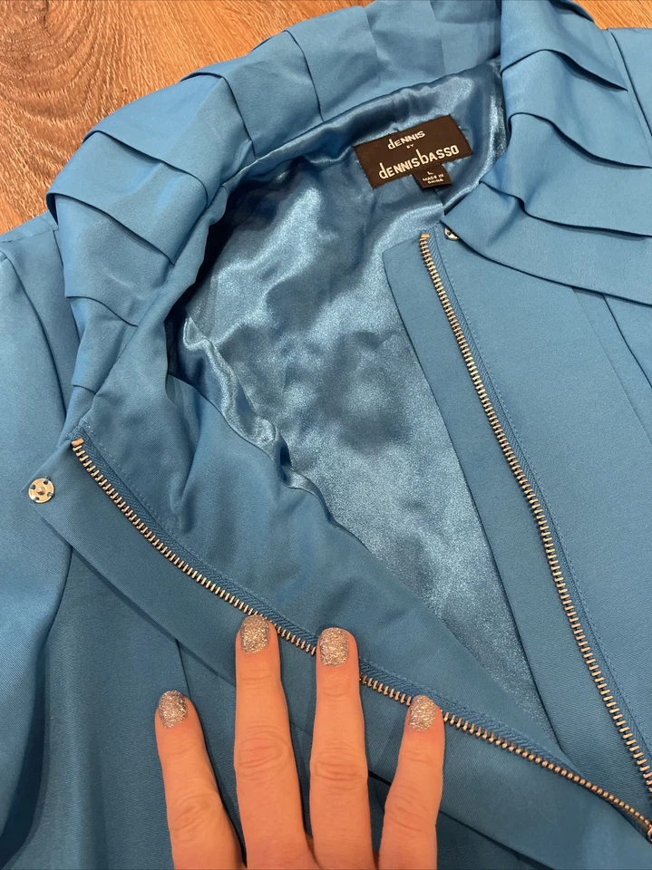 Chaqueta de Lluvia Dennis By Dennis Basso Cortavientos Capucha Azul Talla Grande Foto 3 de 4