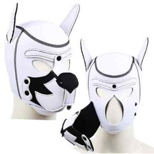 PU Leather Dog Hood Head Mask club Cosplay Headgear restraints Costume Halloween