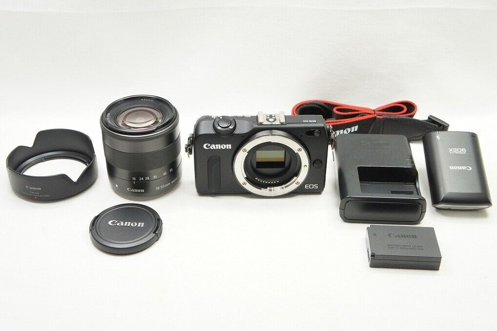 Canon EOS M2 18.0MP Digital Camera Black w/ EF-M 18-55mm IS STM & 90EX #240417j