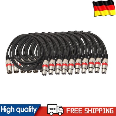 10pcs DMX Cables Durable 3 Pin XLR Connector Wire Cord DMX Wires for Stage Light