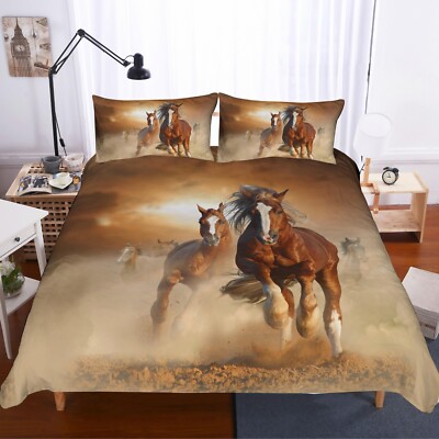 3D Galoppierendes Pferd Quilt Cover Set Bettwäsche Sets Kissenbezüge