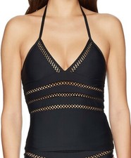 Ella Moss Womens Swimwear Black US Size Small S Lace-Trim Tankini