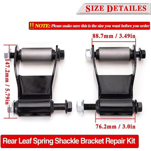 For Chevy GMC K1500 Series Rear Leaf Spring Shackle & Bracket Hanger Set Pickup - Picture 3 of 12