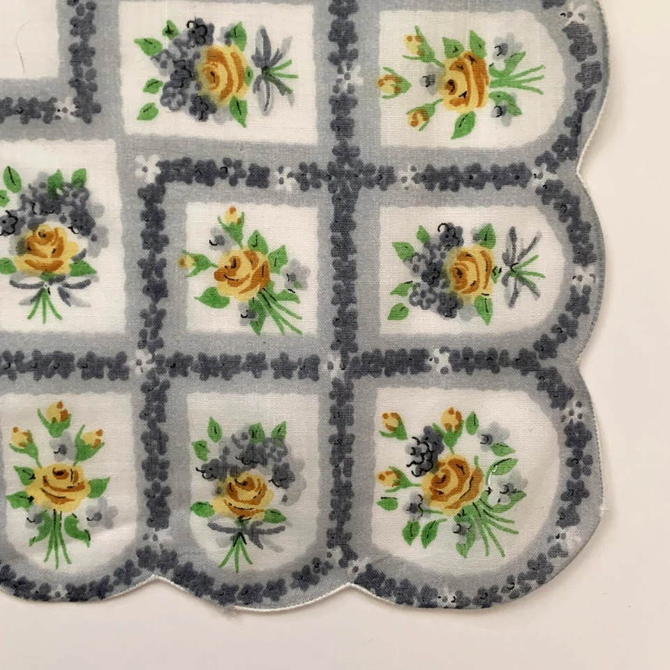 Pañuelo de Dama de honor floral gris boda casa de campo núcleo abuela vintage Foto 3 de 4