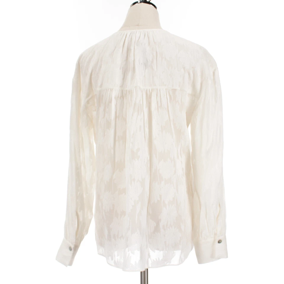 Top Vince Nuevo con Etiquetas Manga Larga Transparente Cuello en V Talla XS en Mezcla de Seda/Algodón Blanco roto Foto 4 de 4