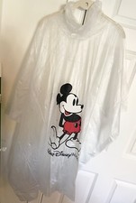 Vintage Disney World Mickey Mouse Rain Poncho Adult One Size Clear 100 PVC