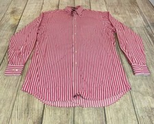 VTG Tommy Hilfiger TLC Traveler Pink White Striped Dress Shirt 16.5 34-35 Large