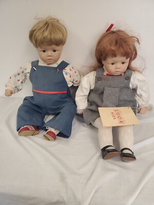 Vintage 80's Pat Secrist Zook Kids Dolls (2) Boy & Girl 1985 Cloth