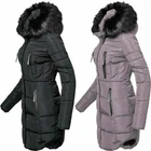 Womens Designer Fur Hooded Long Jacket Fleece Quilted Winter Padded Coat Pockets