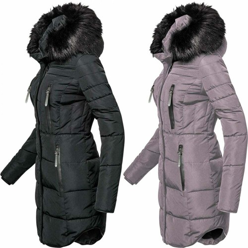 Womens Designer Fur Hooded Long Jacket 