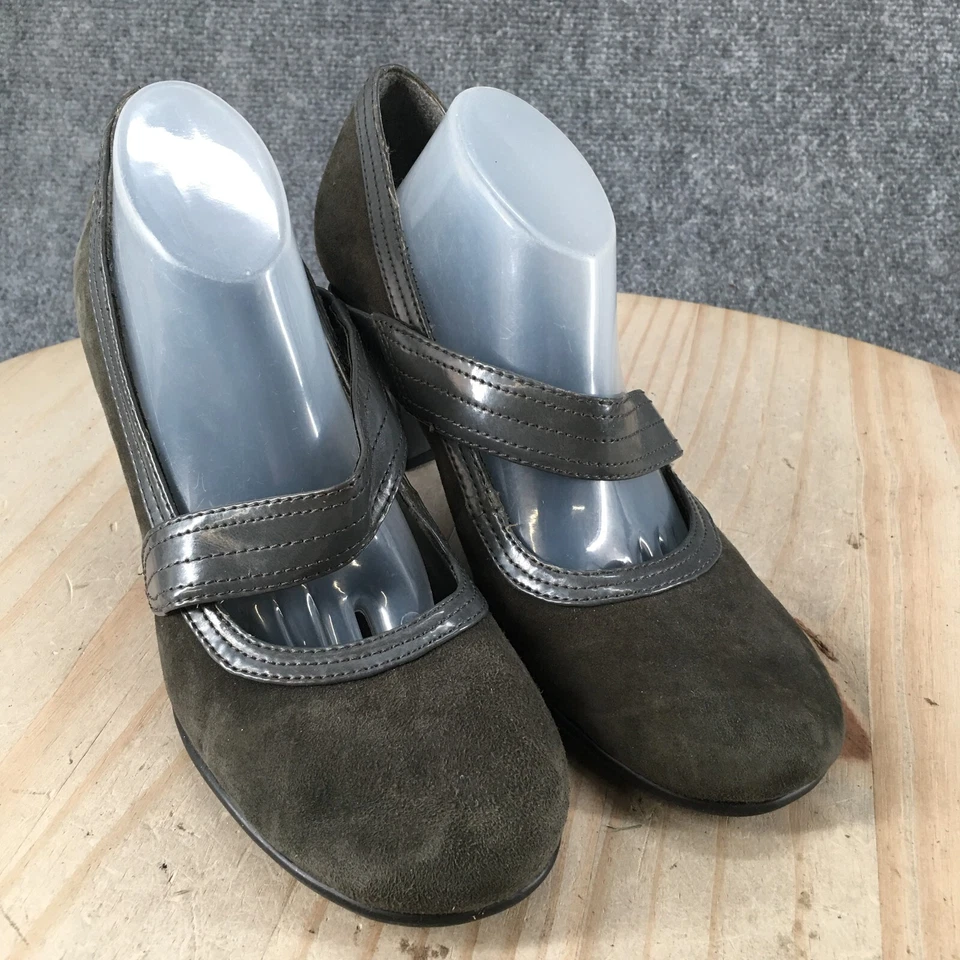 Zapatos de tacón Aerosoles para mujer 7,5 M rol alrededor de Mary Jane gris gamuza cuero Foto 3 de 4