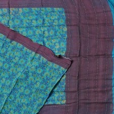 Namaste Vintage Blue Sarees 100 Pure Silk Floral Printed Sari 5YD Craft Fabric