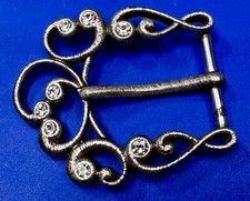 Antique See Through Replacement Dress Belt Buckle Beautiful Rhinestone Accents