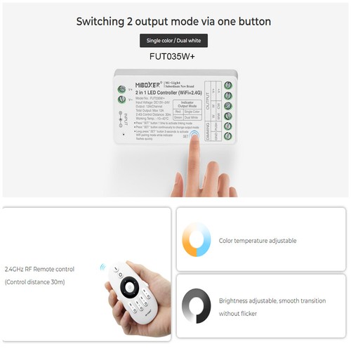2.4G Tuya WiFi LED light controller FUT035W+ 37W+ RGB RGBW dimming Smart control - Picture 3 of 18