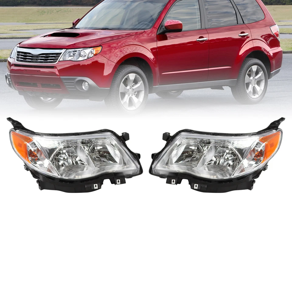 Halogen Chrome Housing Headlights Headlamps 09-13 For 2009-2013 Subaru Forester Foto 2 de 4