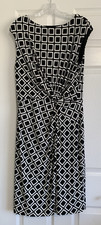 Lauren Ralph Lauren Dress Womens 16 Black White Twisted Knot Cap Sleeve