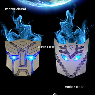 Motor Car Body Solar LED 3D Flash Light Transformers AUTOBOTS DECEPTICONS Emblem