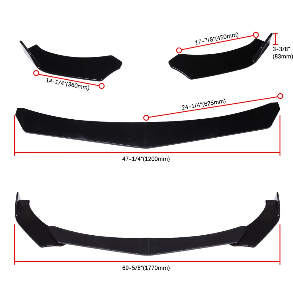 Kits de corpo divisor spoiler labial queixo para-choque dianteiro brilhante para Nissan Altima 08-20 - Imagem 4 de 4