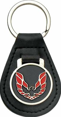 Leather Keychain Ring With Red Wings Up Bird For Pontiac Firebird and Trans AM