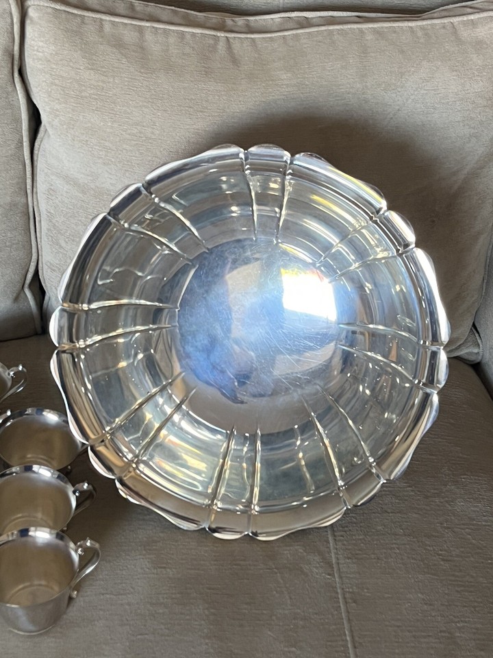 Vintage Silver Plated Punch Bowl Set12 Cups & Ladle eBay