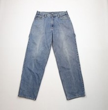 Vtg 90s Y2K Streetwear Mens 34x32 Faded Baggy Wide Leg Skateboard Denim Jeans