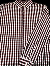 Penguin Mens Button Front Long Sleeve Cotton Plaid Logo Shirt 16 34/35