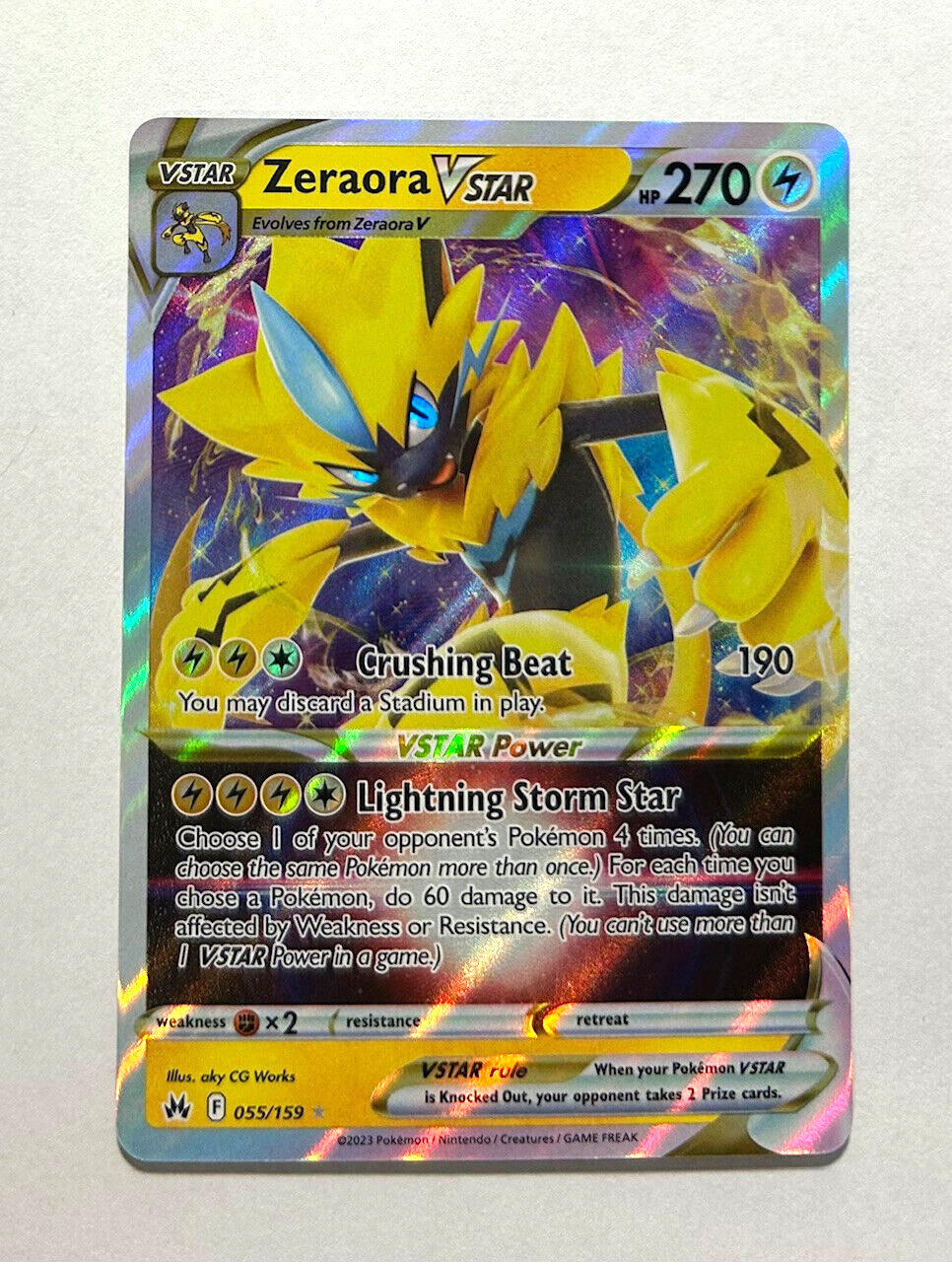 Pokemon Crown Zenith - ZERAORA VSTAR - 055/159 - NM