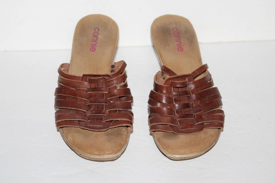 Sandalias de cuña Connie Waverly Slide, marrón, cuero, para mujer talla 6 de EE. UU. Foto 2 de 4