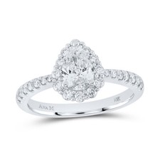 14kt White Gold Pear Diamond Halo Bridal Wedding Engagement Ring 1-1/5 Cttw