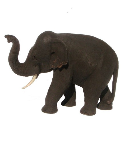Teak Wooden Elephant Trunk Up 18cm long Handcarved in Thailand Fair