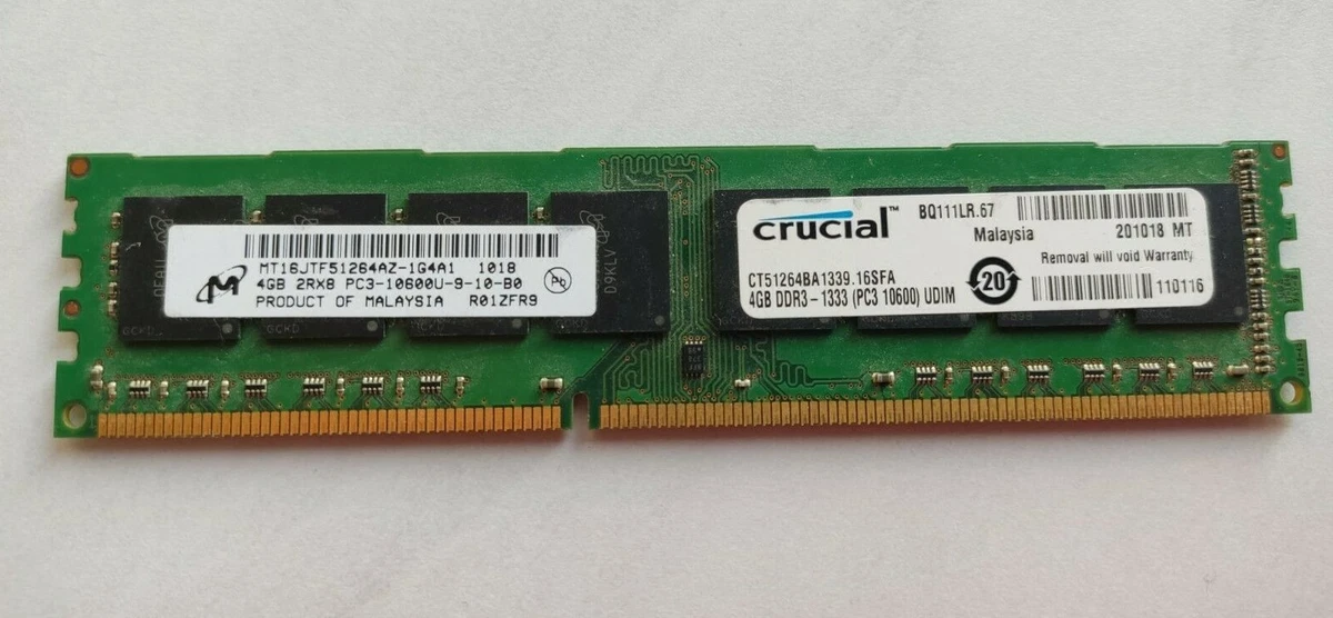CRUCIAL CT51264BA1339.16SFA 1x4GB PC3 10600 DDR3 1333MHz PC Desktop UDIMM RAM