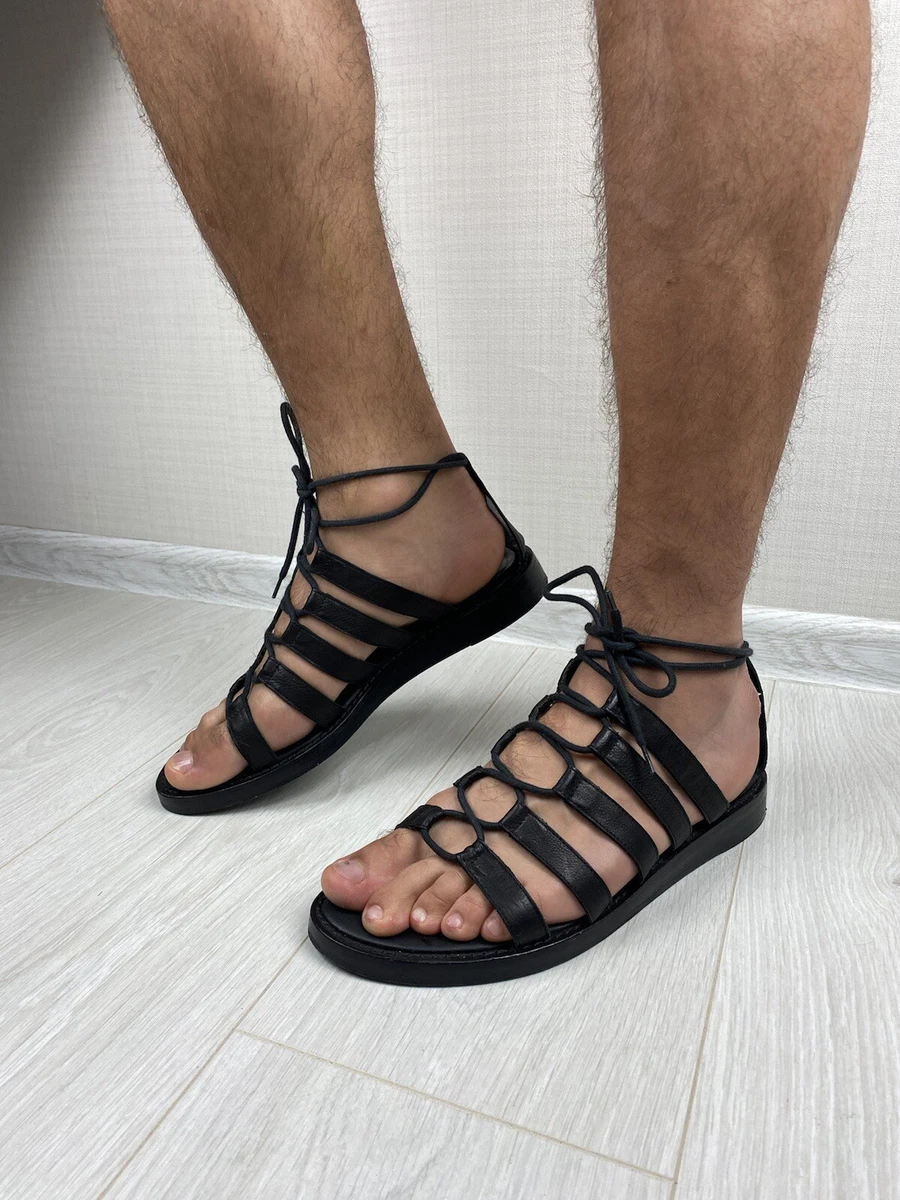 Ann Demeulemeester Leather Shoes Flat Gladiator Sandals 9US High