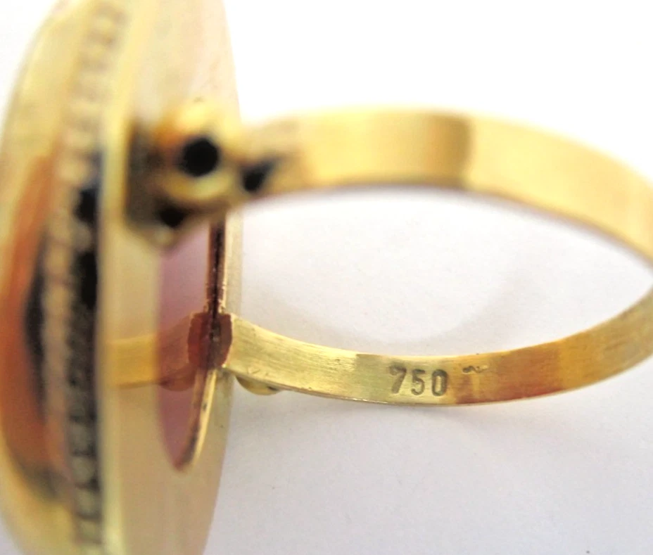 Anillo Cornalina Grabada Árabe Vintage Oro Amarillo 18k Grabado a Mano Talla 7 Foto 3 de 4