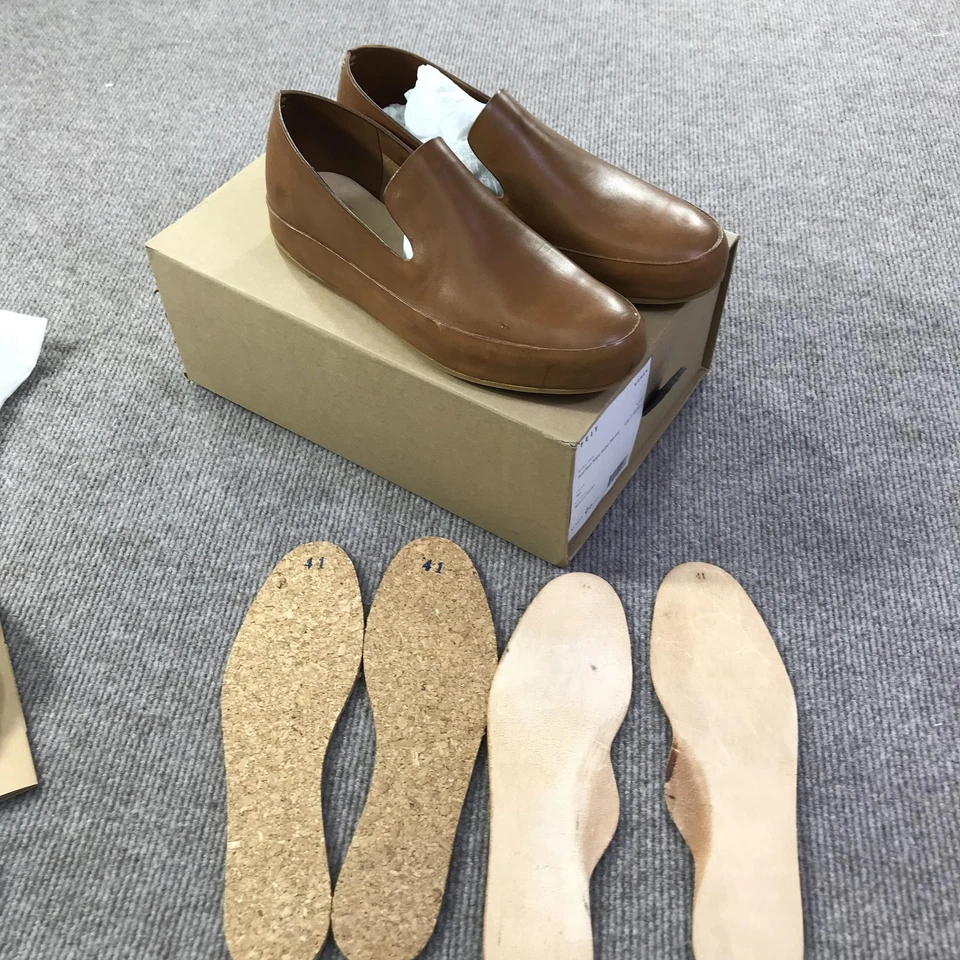 FEIT Shoes Womens Size 11 Tan Semi Cordovan Hand Sewn Slipper Rubber Leather 41 - Image 2 of 4