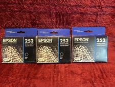 Lot of 3 Genuine Epson 252 Black Ink Cartridge T252120-S Sealed Box August 2023