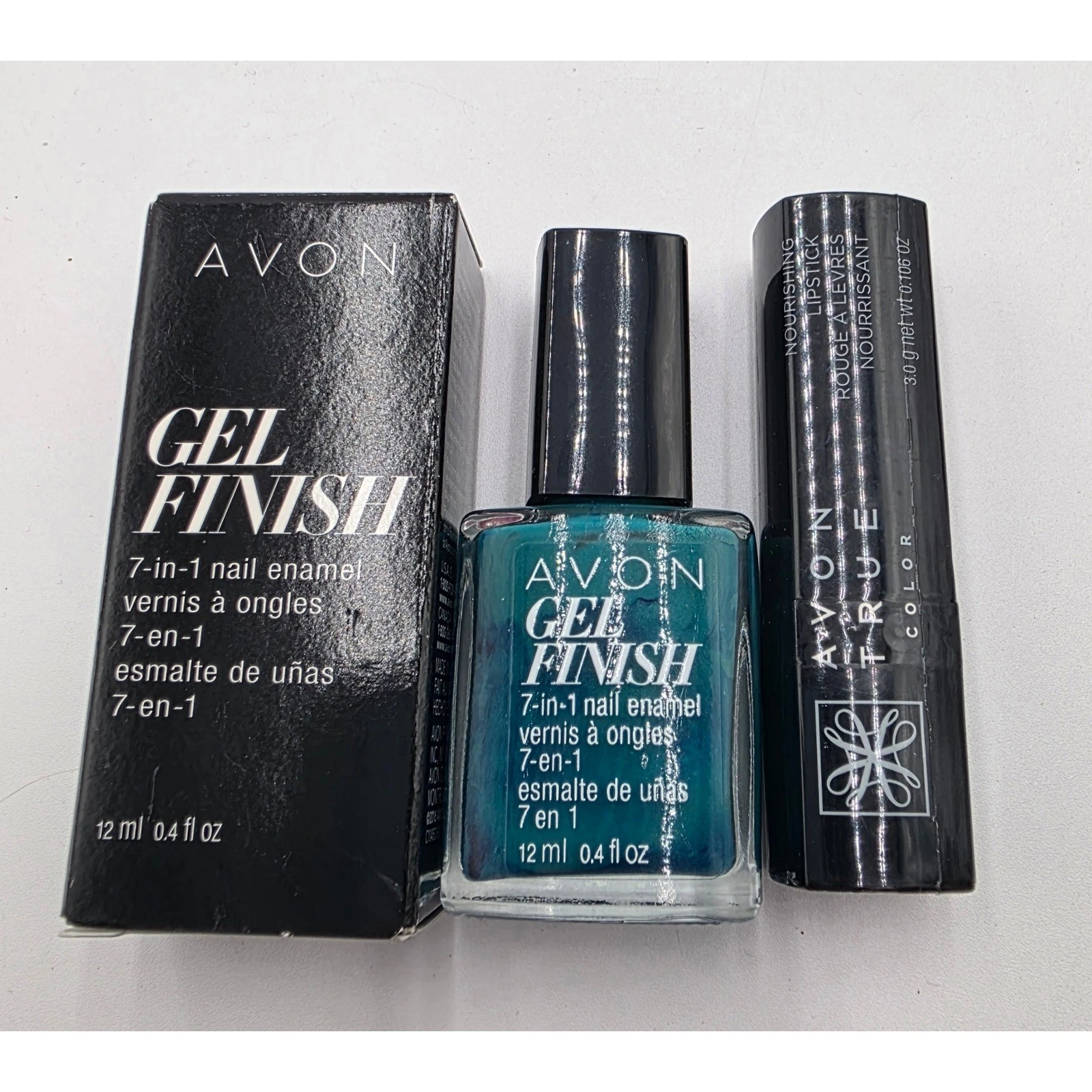 Avon Gel Finish Nail Enamel Teal & True Color Nourishing Lipstick Concord Grape