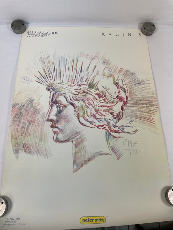 Vintage Peter Max "Liberty Lady" Kagin's Ana Auction Poster (#2)