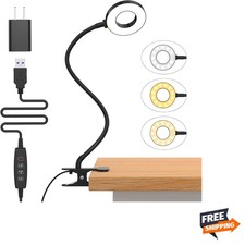 Desk Lamp, 3 Color Modes  10 Brightness LED Reading Light with Clamp, Sili...