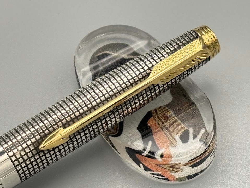 Vintage Parker 75 Cisele Sterling Silver Fountain Pen 14K Gold