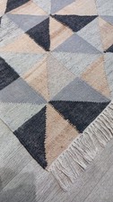 Large Dunelm Edited Life Rug Triangle Geometric Woven Jute Wool 160 x 240cm Grey