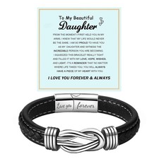 Love You Forever Braided Leather Mother Daughter Bracelet Customizable