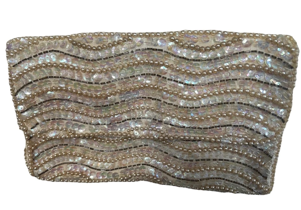 Vtg iridescent Beaded Sequin Mini Bag Sharonee Evening Formal Wedding 60s Japan - Image 2 of 4