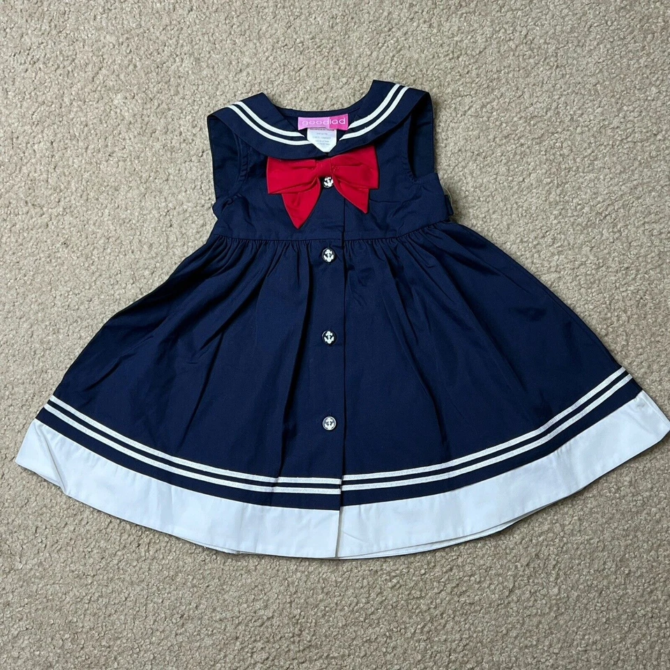 Nuevo Vestido Good Lad Niña Talla 18 Meses Azul Marino Náutica Cuello Marinero Foto 2 de 4