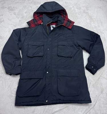 Arctic Explorer Jacket Mens Large Blue Parka Insulated Hood Plaid Lined