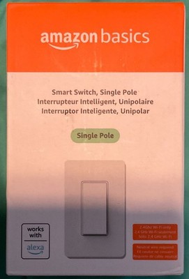 Amazon Basics Smart Light Switch, Single Pole, Easy to Install, White